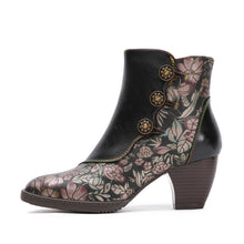 Load image into Gallery viewer, Baylor Retro Handmade Floral Ankle Boots
