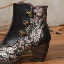 Load image into Gallery viewer, Baylor Retro Handmade Floral Ankle Boots

