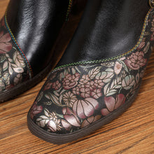 Load image into Gallery viewer, Baylor Retro Handmade Floral Ankle Boots
