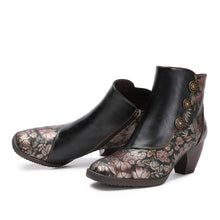 Load image into Gallery viewer, Baylor Retro Handmade Floral Ankle Boots
