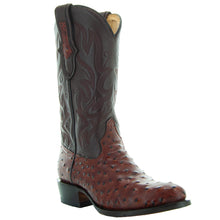 Load image into Gallery viewer, Men&#39;s Cognac Ostrich Print Cowboy Boots (H7002)
