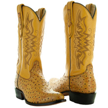 Load image into Gallery viewer, Men&#39;s Mantequilla Ostrich Print Cowboy Boots (H7002)
