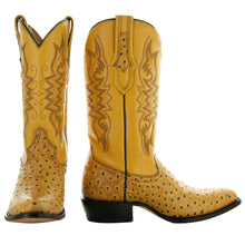 Load image into Gallery viewer, Men&#39;s Mantequilla Ostrich Print Cowboy Boots (H7002)
