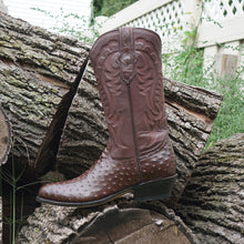 Load image into Gallery viewer, Men&#39;s  Brown Ostrich Print Cowboy Boots (H7002)
