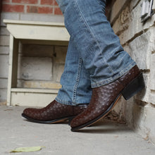 Load image into Gallery viewer, Men&#39;s  Brown Ostrich Print Cowboy Boots (H7002)
