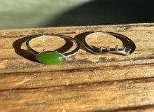 Load image into Gallery viewer, Canadian Jade and Silver Eye Ring (sizes 5-10) 2 bands
