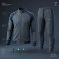 Vertex Blueprint Layer Tracksuit in charcoal with silver geometric Vertex menswear design