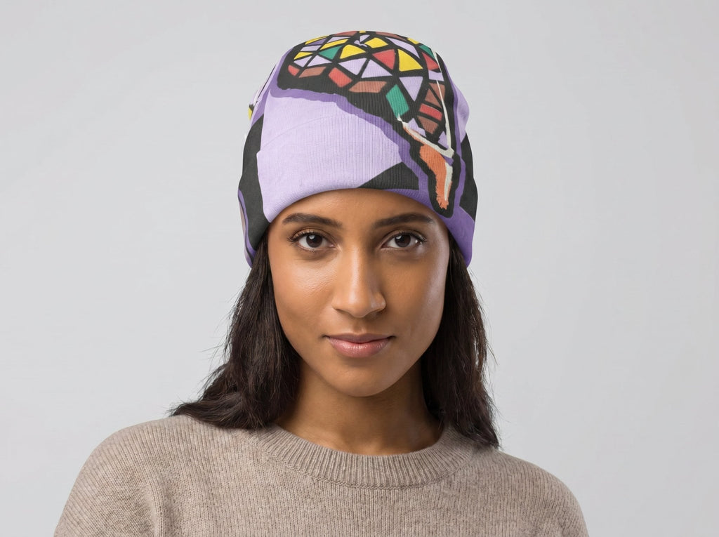 ich and Rich Classic Designer Purple Abstract Beanie Hat | Premium Knit Kids Hat (XS-Kids to XXL) - Rich and Rich Homeopportunities