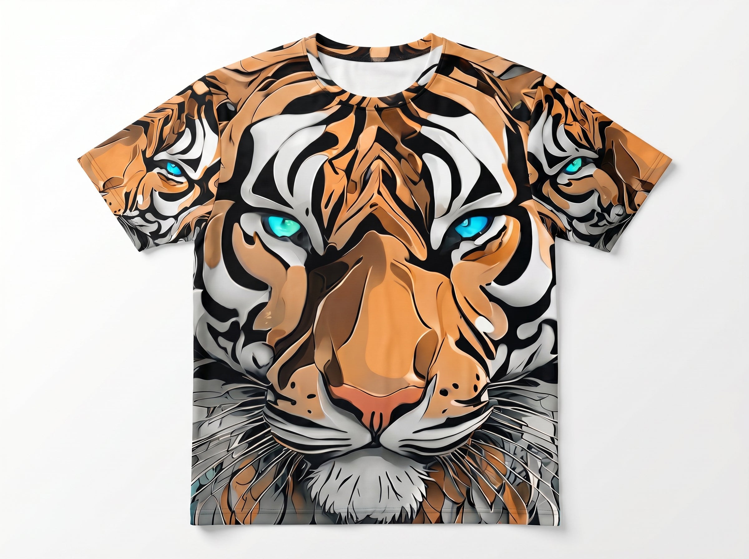 Rich & Rich Blue Eyes Tiger All-Over Print T-Shirt flat mockup