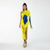 Yellow women's tassel stiletto pumps with high slim 12 cm heel and decorative tassels — additional view 16