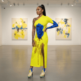 Yellow women's tassel stiletto pumps with high slim 12 cm heel and decorative tassels — additional view 15