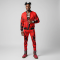 Musical Notes men's tracksuit pants with side stripe detailing in black, made from Rox Sports Jersey fabric