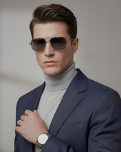 Load image into Gallery viewer, Bold Black Aviator Sunglasses
