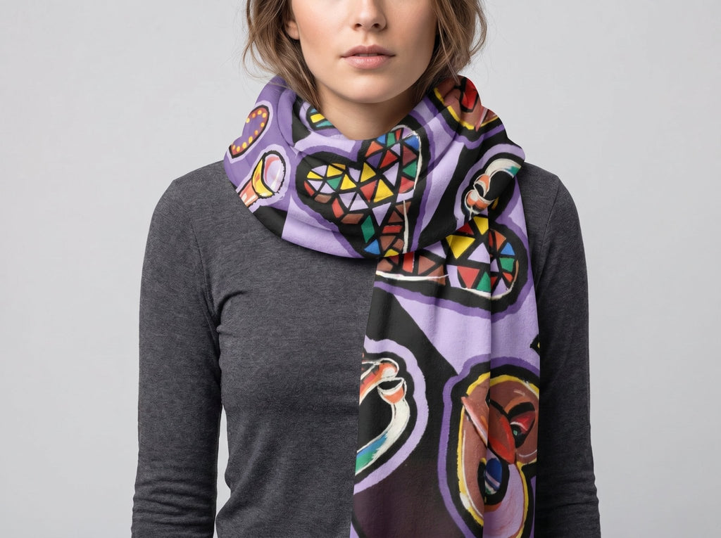 Rich and Rich Purple Love Abstract Artwork Woman's Fleece Scarf - Rich and Rich Homeopportunities