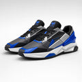 Vertex Cubist Panel Sneaker in charcoal with ultraviolet geometric Vertex menswear design