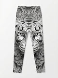 Rich & Rich Silver Baroque Tiger All-Over Print Leggings flat mockup