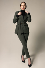 Load image into Gallery viewer, Women&#39;s Olive Blazer with Front Buttons – Tailored Blazer for Women
