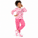 Critter Kicks Zebra Zest Girls Pink and White Long Sleeve T-Shirt