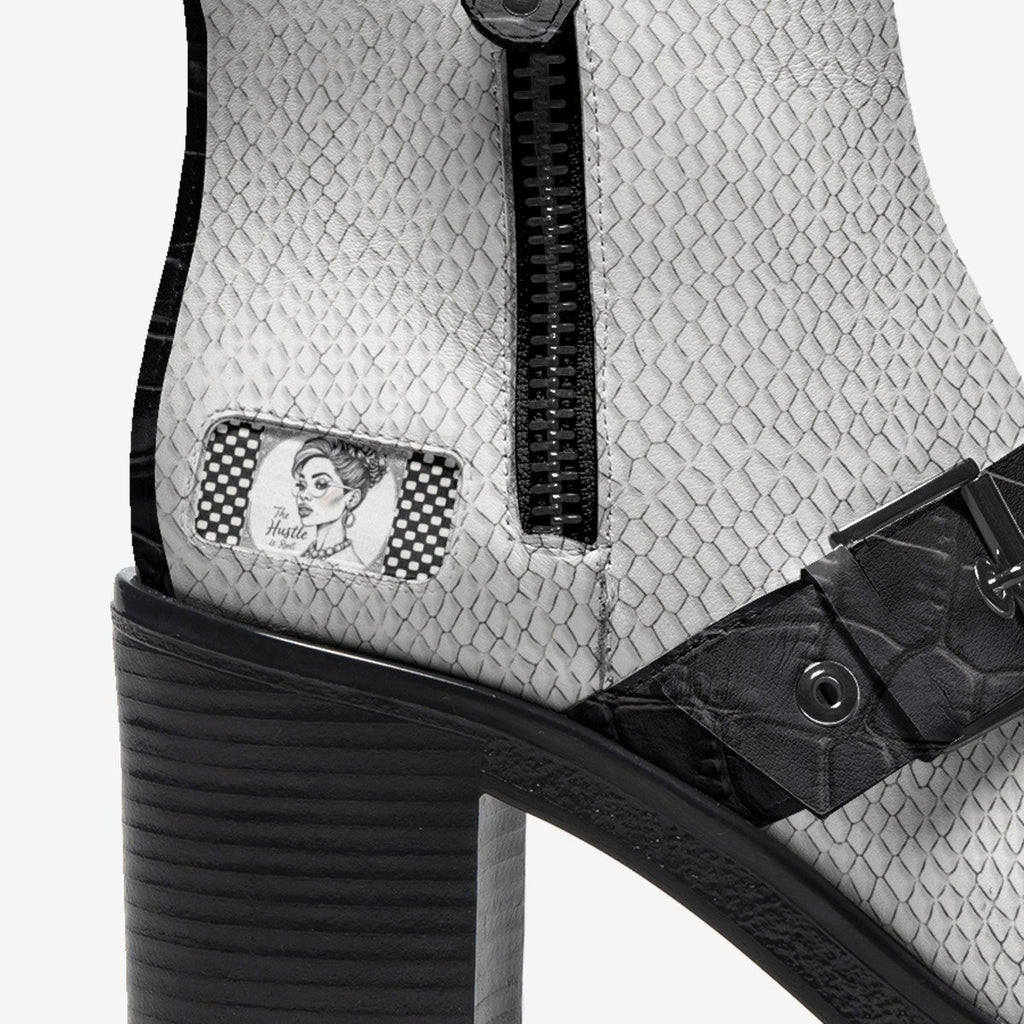 Rich and Rich Black and White PolkaDot Sporty Zip Boot front view