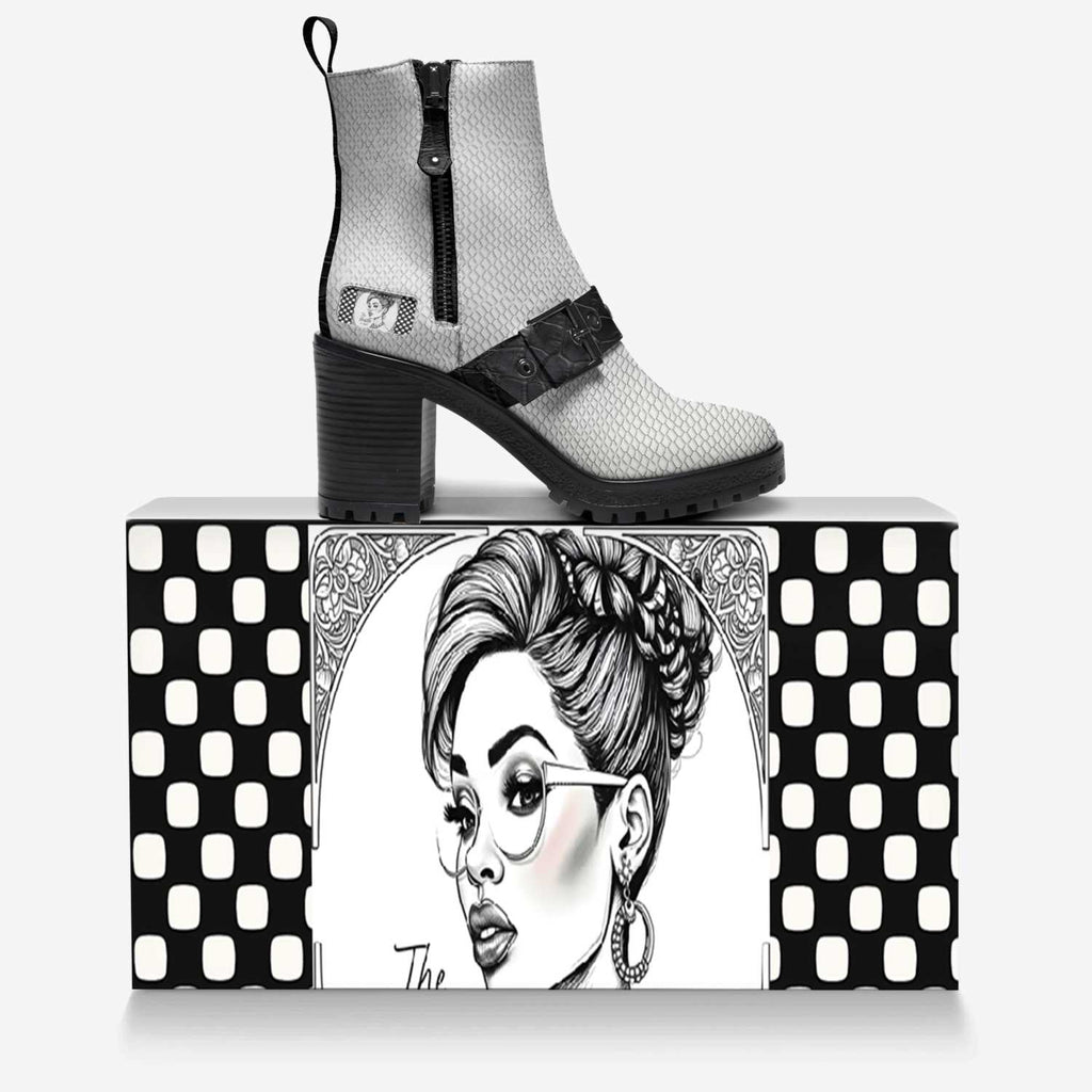 Rich and Rich Black and White PolkaDot Sporty Zip Boot front view