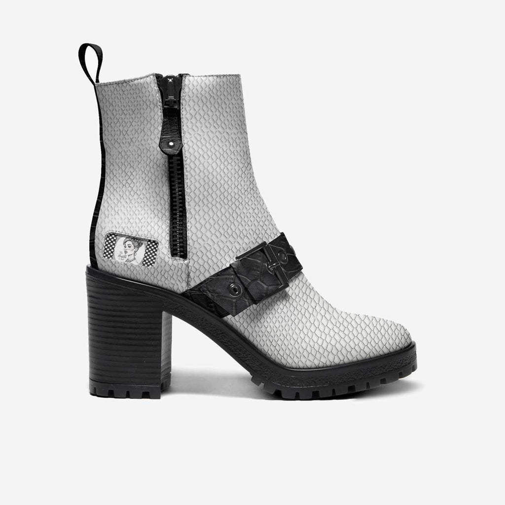 Rich and Rich Black and White PolkaDot Sporty Zip Boot front view