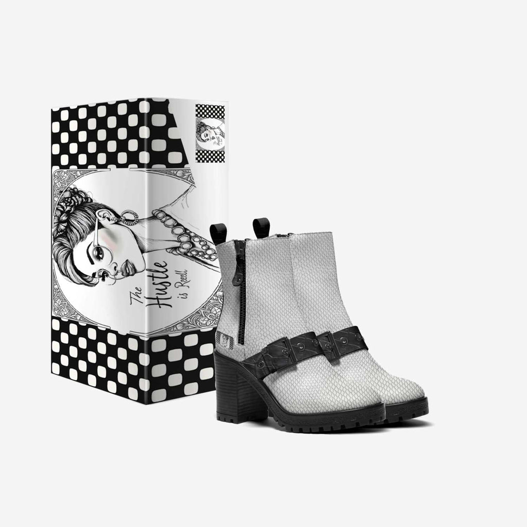 Rich and Rich Black and White PolkaDot Sporty Zip Boot front view