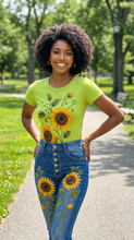 Load image into Gallery viewer, Sunflower Vines Graphic Denim &amp; Tee Set - Rich and Rich Homeopportunities
