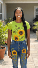 Load image into Gallery viewer, Sunflower Vines Graphic Denim &amp; Tee Set - Rich and Rich Homeopportunities
