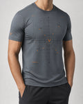 Vertex Coordinate Field T-Shirt in slate gray with signal orange geometric Vertex menswear design