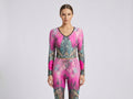 Women's V-neck Pink Floral Long Sleeve Yoga Set - Rich and Rich Homeopportunities