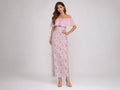 Rich and Rich Women's Pink Floral Off Shoulder Ruffle Boat Neck Dress
