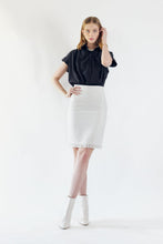 Load image into Gallery viewer, Luxe White Mini Tweed Skirt – Women’s Chic Mini Skirt
