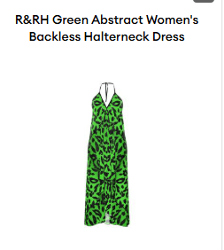Green halterneck midi dress with backless design and abstract print — alternate view