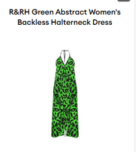 Load image into Gallery viewer, R&amp;RH Green Abstract Women&#39;s Backless Halterneck Dress
