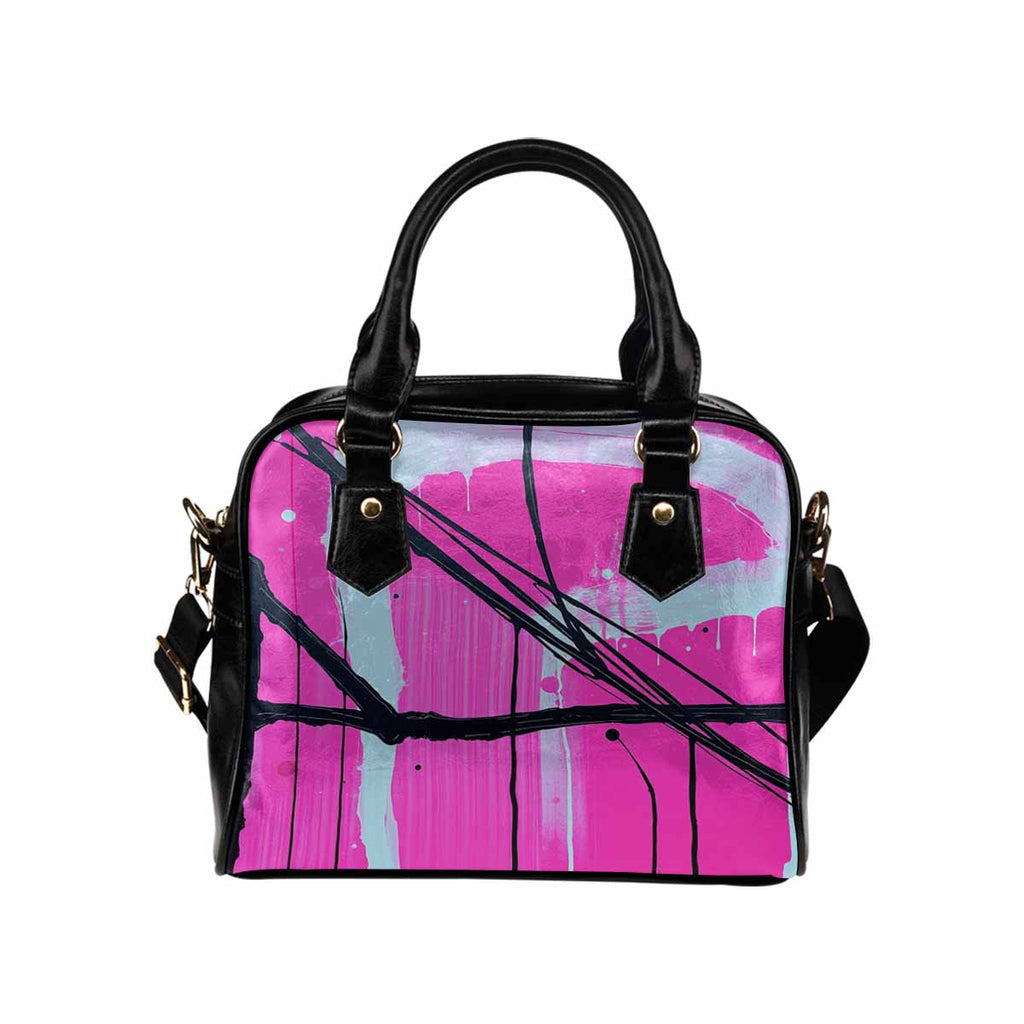 R&RH Pink Designer Women's Shoulder Bag made of pink PU leather with adjustable strap
