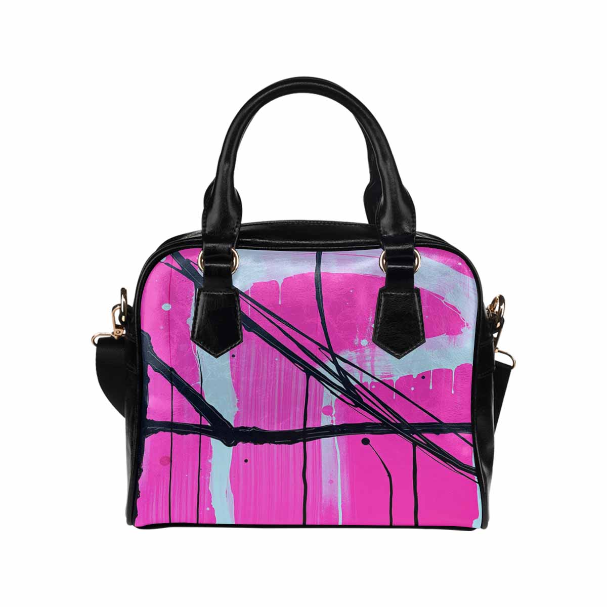 R&RH Pink Designer Women's Shoulder Bag made of pink PU leather with adjustable strap