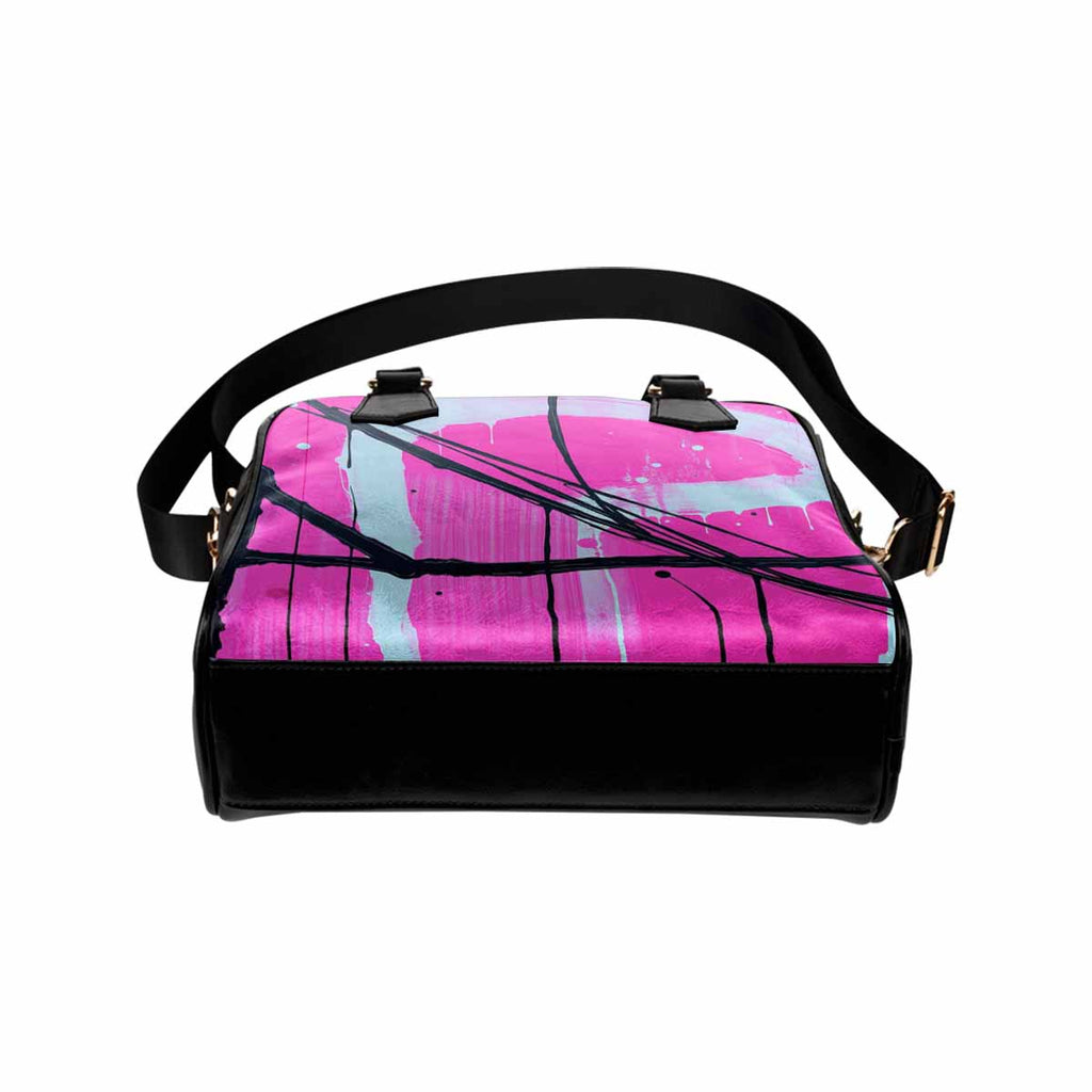 R&RH Pink Designer Women's Shoulder Bag made of pink PU leather with adjustable strap