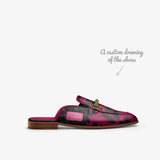 Magenta animal-print slip-on women's loafer with silver horsebit and leather upper — additional view 6