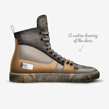Load image into Gallery viewer, R&amp;RH Biz Extra Large High-Top Camo Brown Unisex Sneaker
