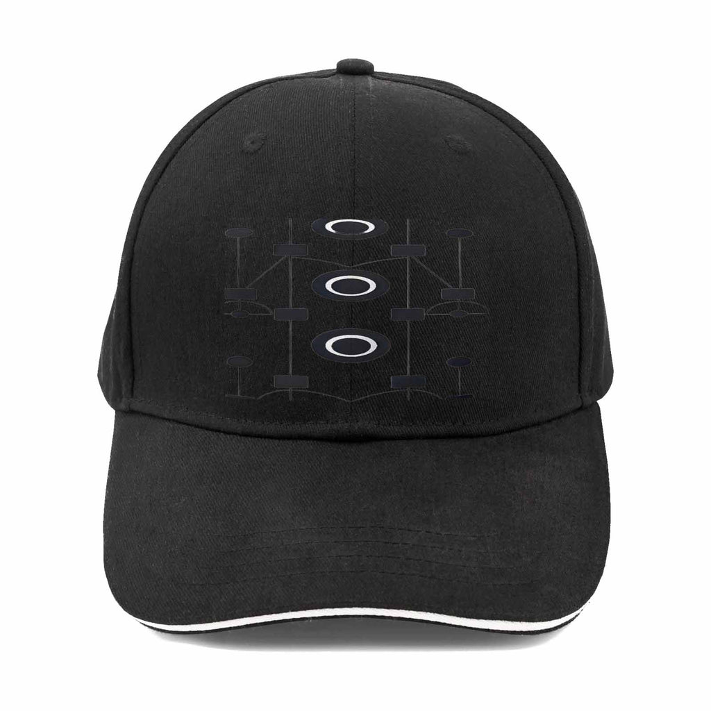 R&RH Geometric Sandwich Peak Unisex Black Cap
