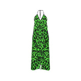 Green halterneck midi dress with backless design and abstract print — additional view 7