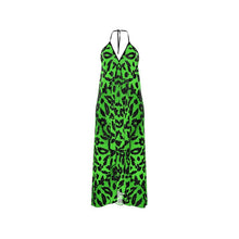 Load image into Gallery viewer, R&amp;RH Green Abstract Women&#39;s Backless Halterneck Dress
