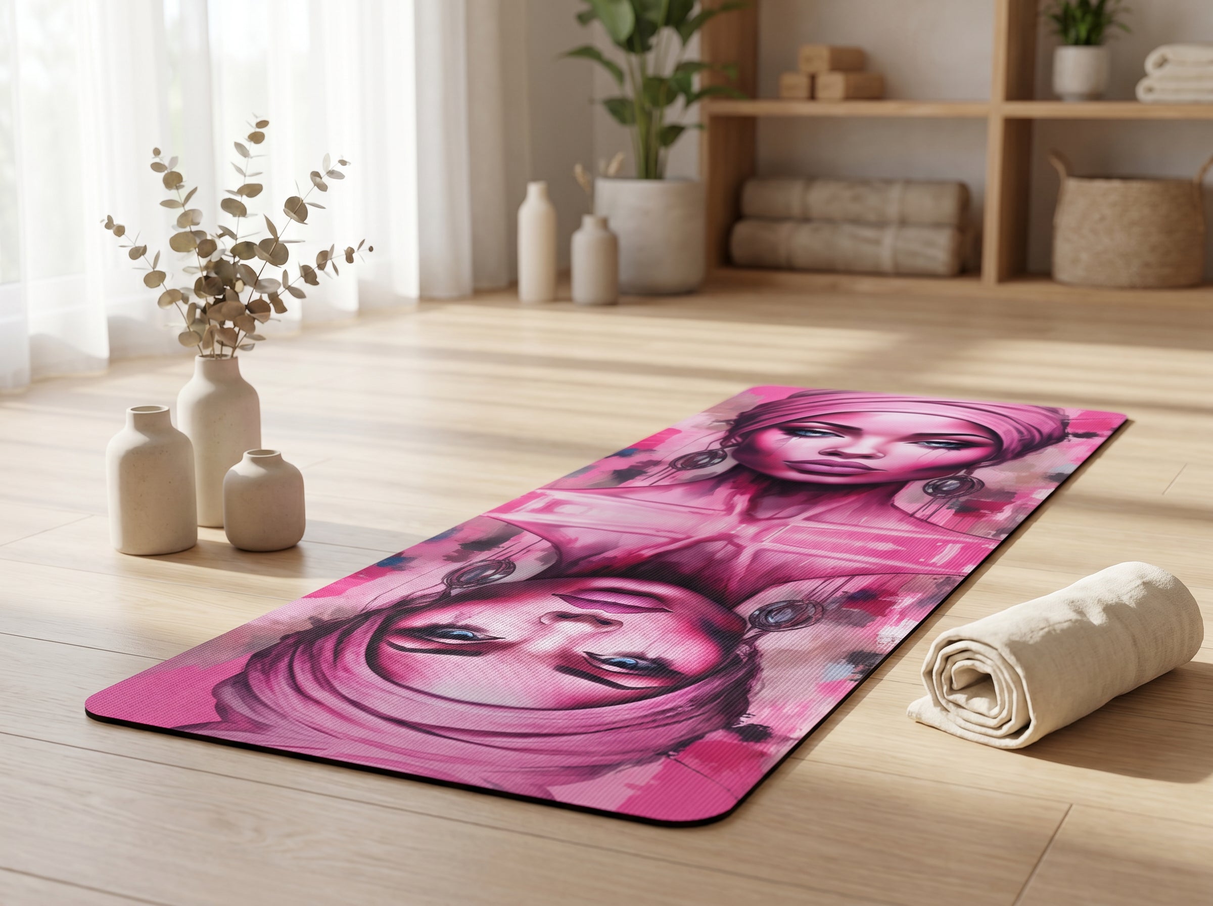 R&RH 'Her Eyes' Pink Designer Yoga Mat
