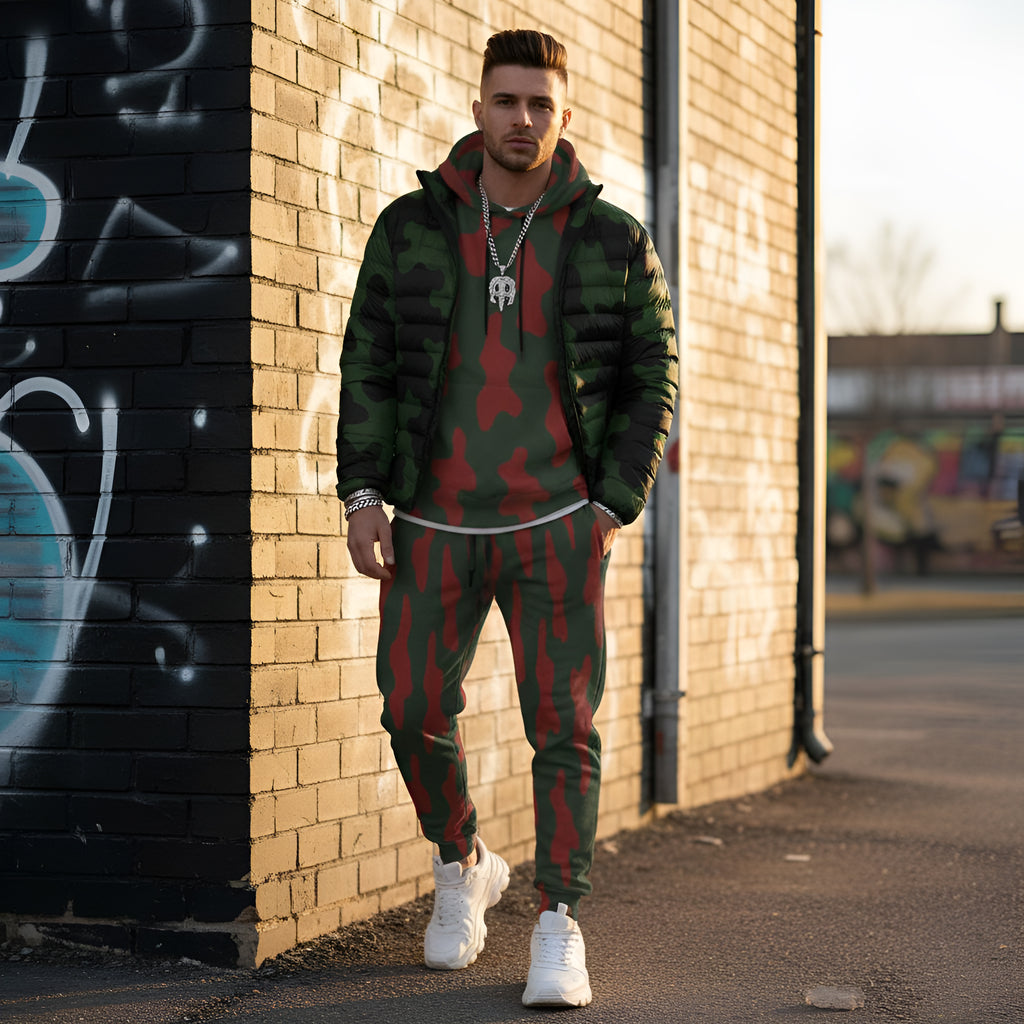 Rich and Rich Men's Red Camouflage Sweatpants with tapered fit and drawstring waistband