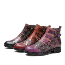 Load image into Gallery viewer, Genuine Leather Hand Painted Flat Boots
