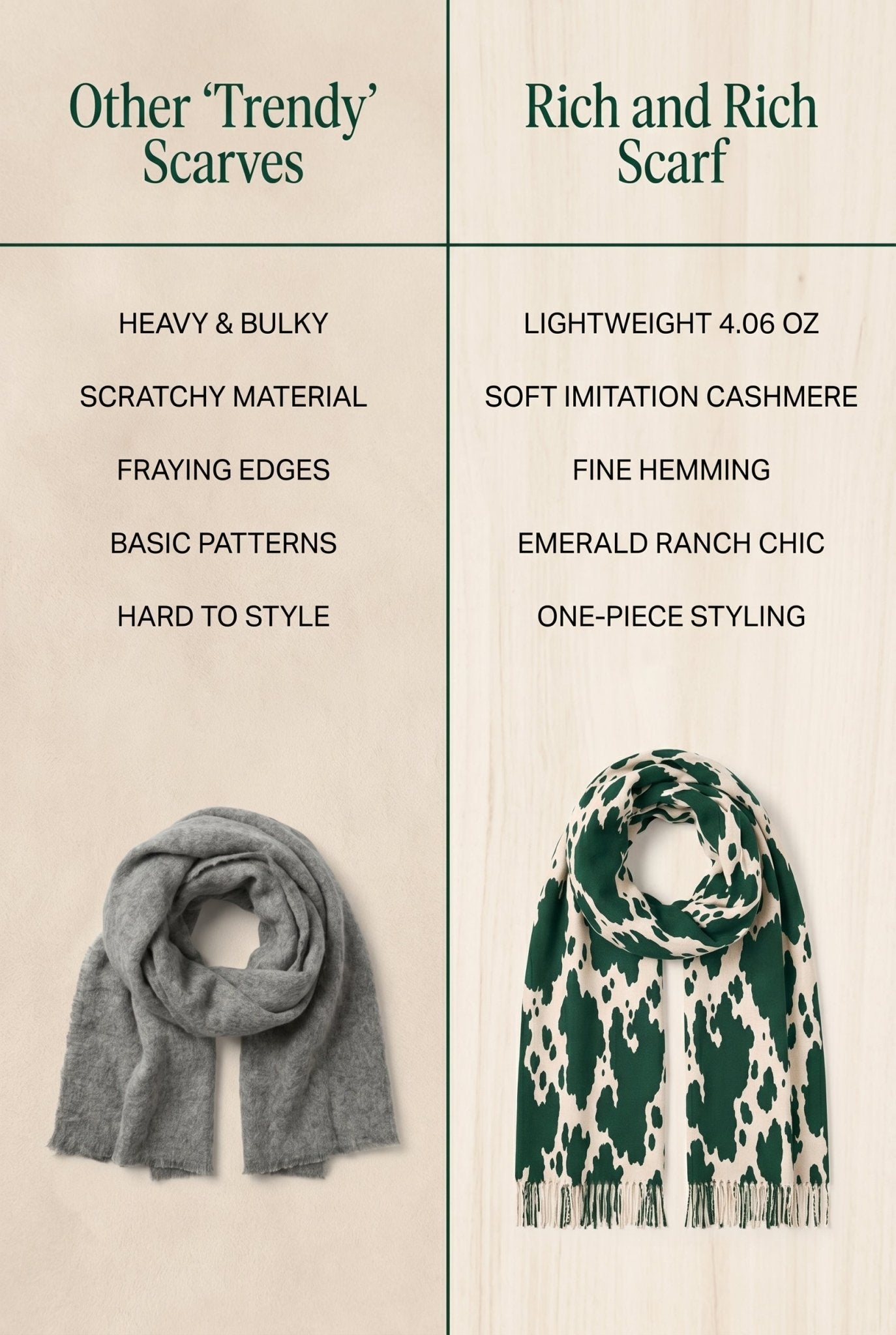 Emerald ranch-inspired tassel scarf in imitation cashmere with fine-hemmed edges — additional view 12
