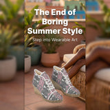 Pink caricature print wedge espadrilles with natural jute platform and rubber sole — alternate view