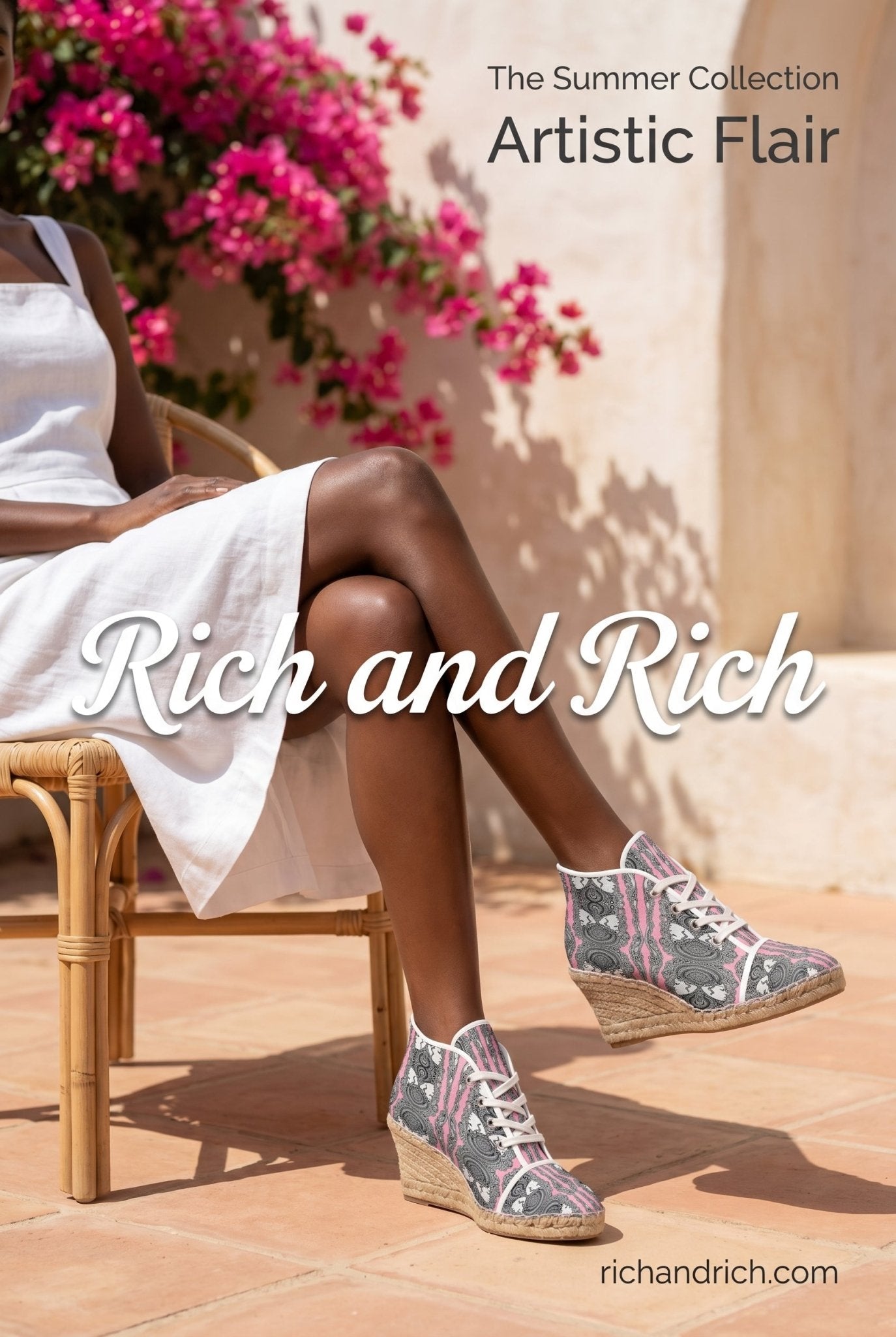 Pink caricature print wedge espadrilles with natural jute platform and rubber sole — product detail