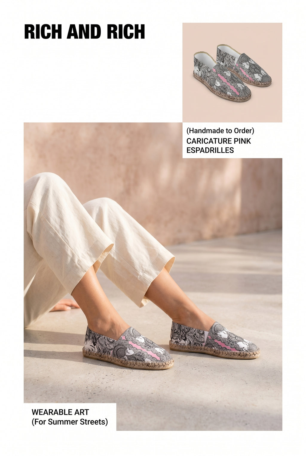 Rich and Rich Women's Caricature Pink Espadrilles