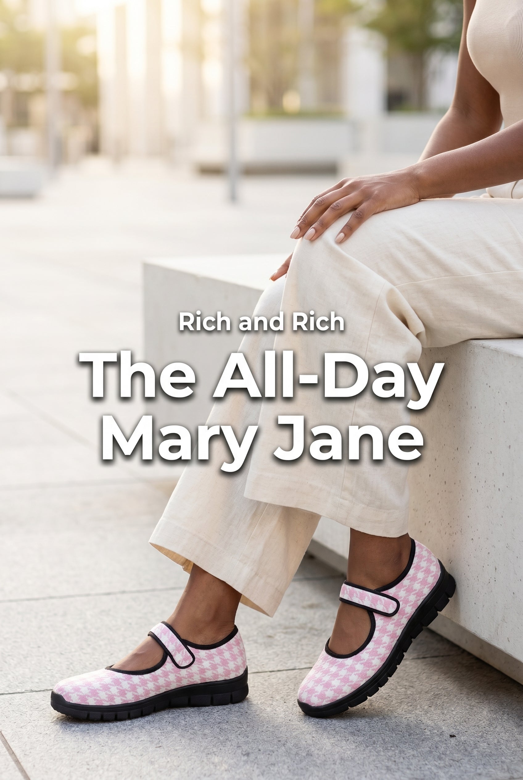 Rich and Rich Pink Houndstooth Women's Mary Jane's